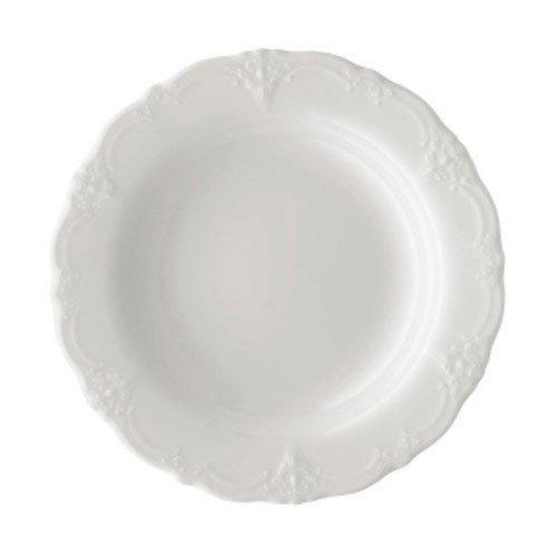 Hutschenreuther Baronesse Weiss: Suppenteller 24 cm mit Fahne Hutschenreuther Baronesse Weiss: Suppenteller 24 cm mit Fahne