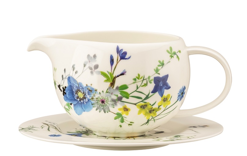 Rosenthal Brillance  Fleurs des Alpes: Sauciere 2-tlg. 0,55 ltr. UT = 19 cm = Brotteller Rosenthal Brillance  Fleurs des Alpes: Sauciere 2-tlg. 0,55 ltr. UT = 19 cm = Brotteller