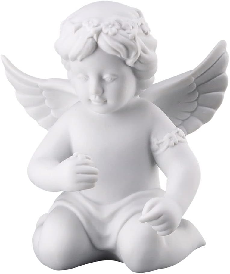 Rosenthal Engel Biskuit-Porzellan matt: Engel mit Blumenkranz H 6,5 cm
