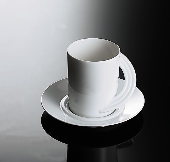 Rosenthal Cupola Weiss - Weiß: Kaffeetasse 2-tlg. 0,19 ltr. UT = 12,8 cm