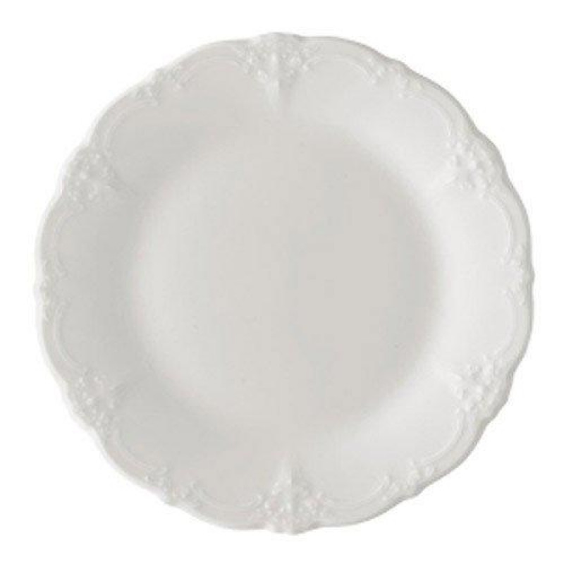 Hutschenreuther Baronesse Weiss: Frühstücksteller 20 cm mit Fahne Hutschenreuther Baronesse Weiss: Frühstücksteller 20 cm mit Fahne