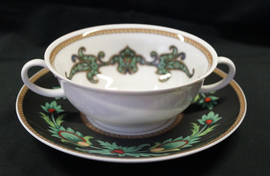 Rosenthal Pearlchina Aida Mayfair design Nina Campbell: Suppentasse 2-tlg.  2-tlg.  / Creamsoup cup & saucer 0,25 ltr. UT = 18 cm, (Spiegel 6,5 cm)