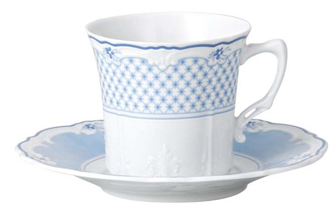 Hutschenreuther Baronesse Estelle (blauer Dekor) 721224: Kaffeetasse 2-tlg. 0,20 ltr. UT= 15 cm. Hutschenreuther Baronesse Estelle (blauer Dekor) 721224: Kaffeetasse 2-tlg. 0,20 ltr. UT= 15 cm.