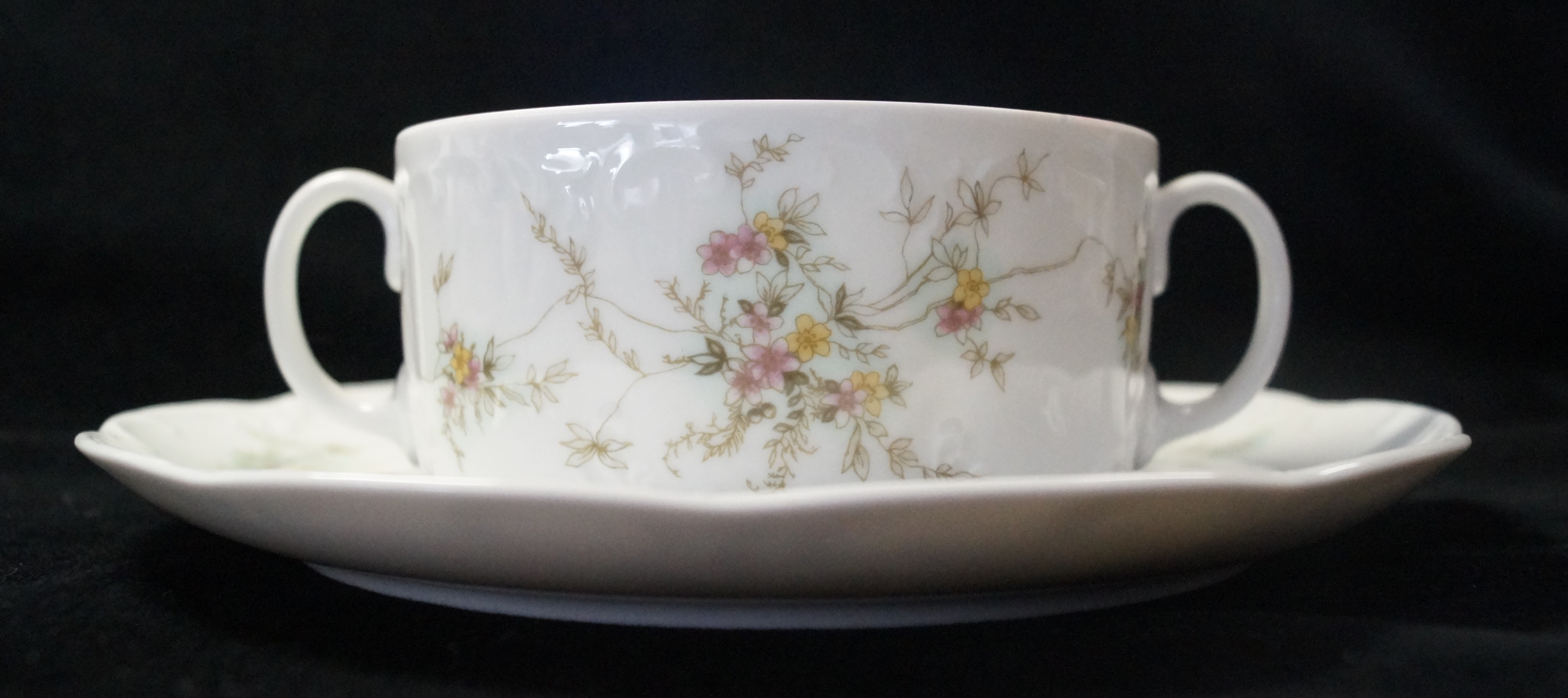 Rosenthal Monbijou Grüne Ranke: Suppentasse 2-tlg. 0,32 ltr. UT = 19 cm