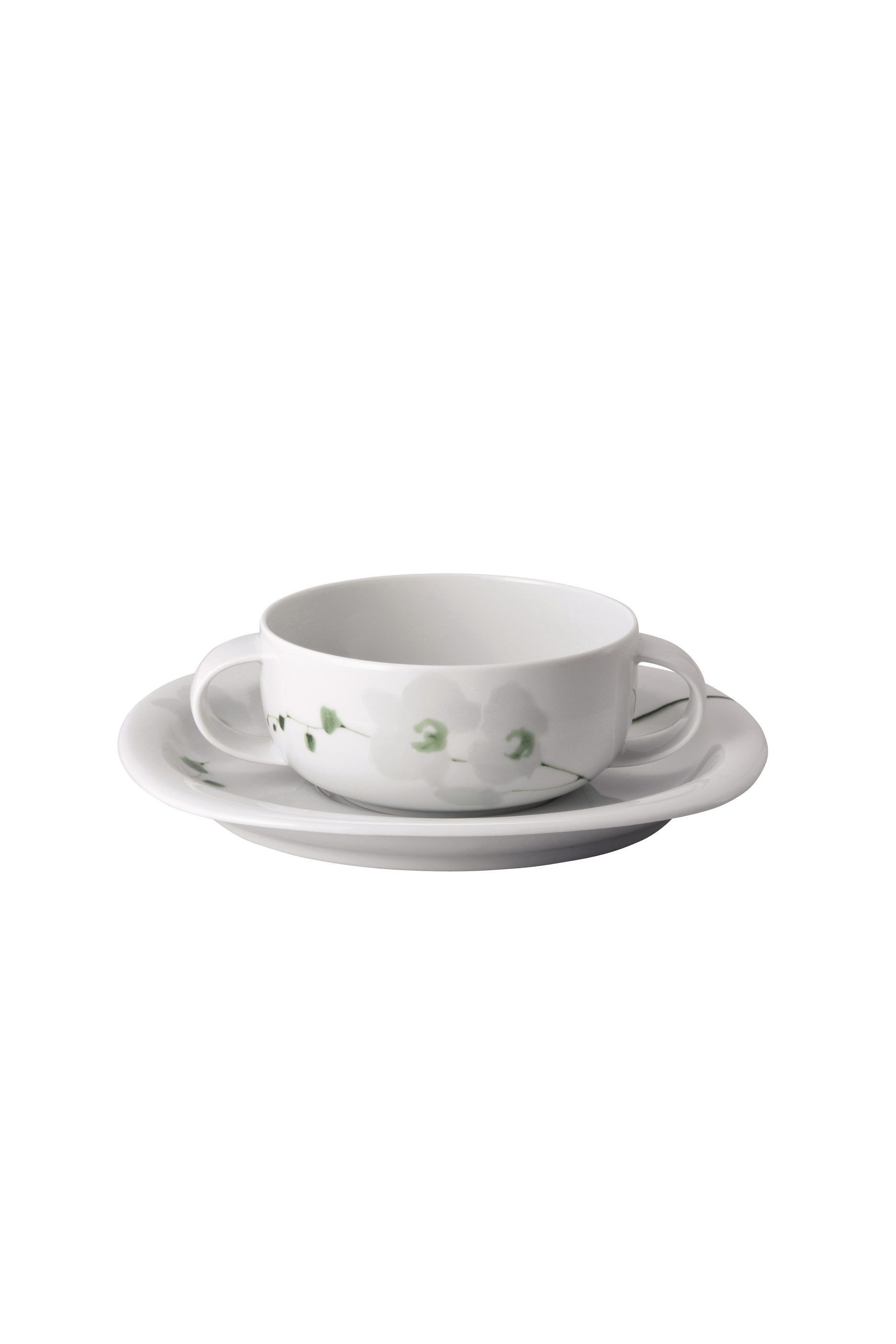 Rosenthal Suomi Rangoon - White Orchid: Suppentasse 2-tlg. 0,30 ltr., UT = 19,5 cm