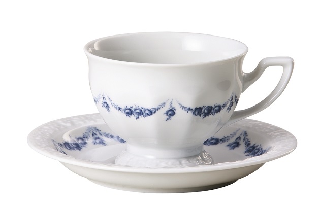 Rosenthal Maria Rosenkante Blau: Kaffeetasse 2-tlg. H = 6,7 cm, Ø = 9,5 cm UT = 14,2 Rosenthal Maria Rosenkante Blau: Kaffeetasse 2-tlg. H = 6,7 cm, Ø = 9,5 cm UT = 14,2