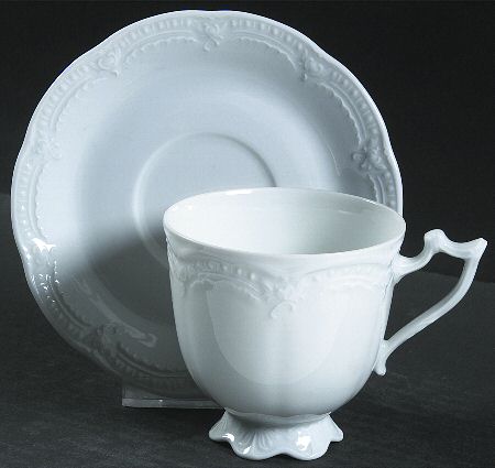 Hutschenreuther Viktoria Weiss - Weiß: Kaffeetasse 2-tlg. - H = 7 cm Ø = 8,5 cm UT = 14 cm