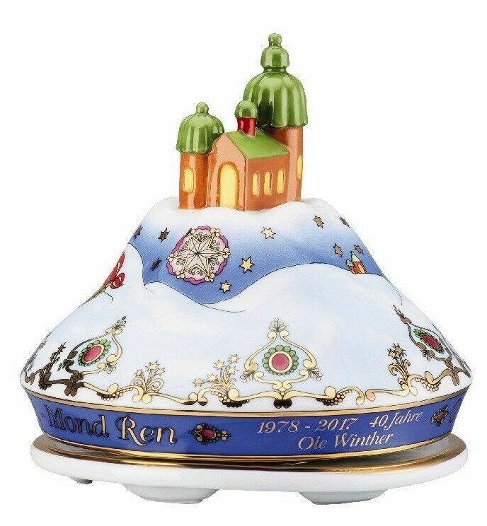 Hutschenreuther Spieluhren: Originalmotiv Weihnachtsglocke 1978 Lappland - Mond Ren 40 Jahre Ole Winther