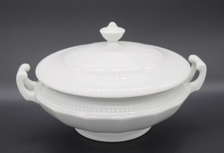 Hutschenreuther Chevalier Perlrand Weiss: Ragout / Schüssel mit Deckel ca. 21 cm
