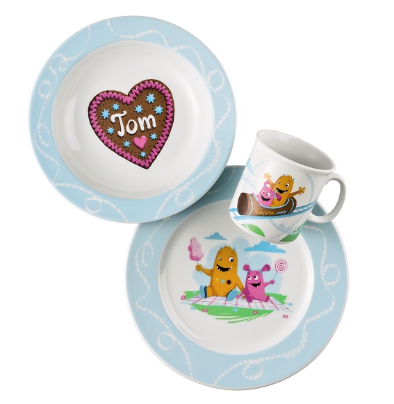 Thomas Sunny Day Happy Kids - Tom und seine Schwestern: Set 3-tlg. best. aus 1 Frühstücksteller, 1 Becher mit Henkel 0,18 ltr. + 1 Schale 19 cm