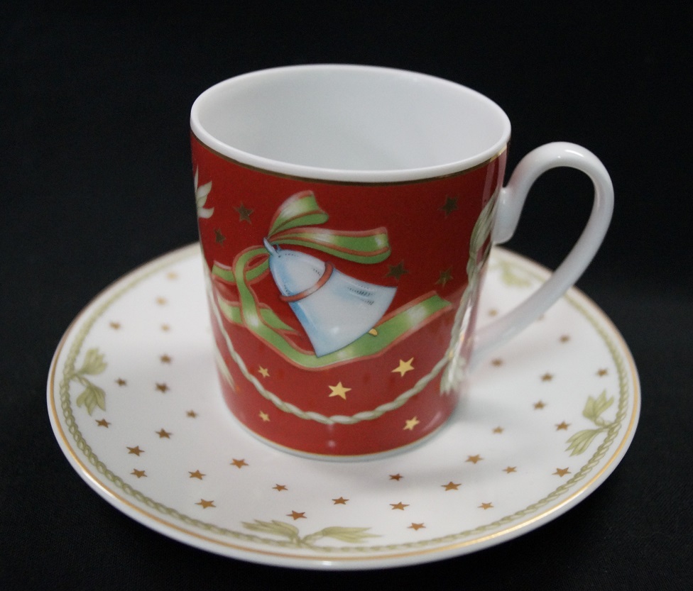 Thomas am Kulm Table Fashion Weihnachtsdekor - rot: Kaffeetasse 2-tlg. H = 7 cm Durchm.: 6,7 cm UT = 14 cm